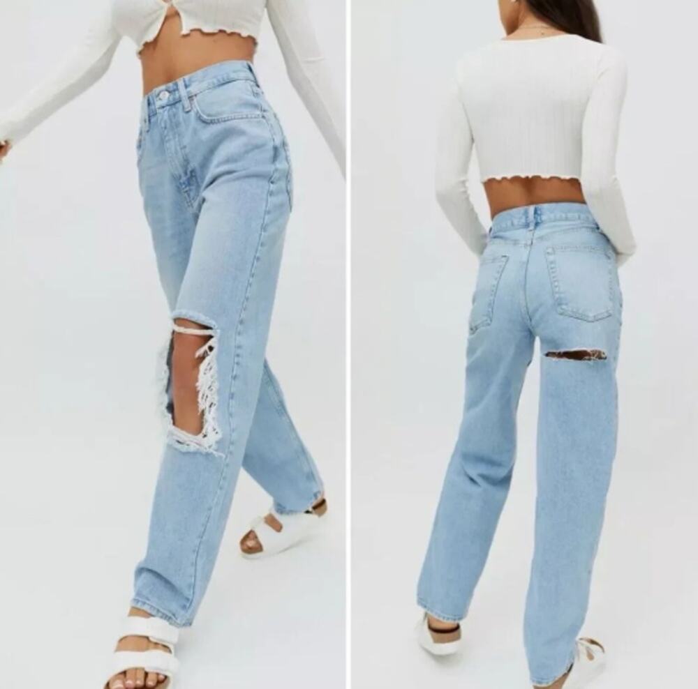 BDG Urban Outfitters High Rise Loose Baggy Denim Jeans Y2K Light Wash Size 25